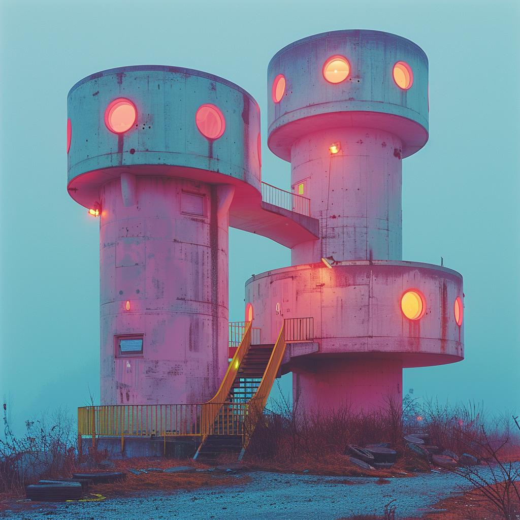 pink  teal  lifestyle  cyborg  towers  lighting  photo  unusual  design  volume 1029557