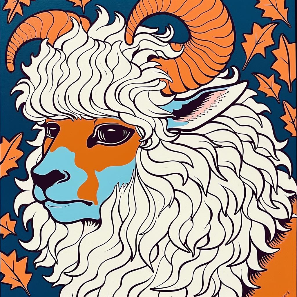 mythical  hybrid  sheep  orange  blue  horns  fantasy  creature  art  unique 941056
