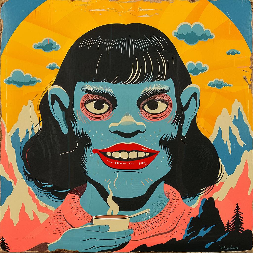 woman  coffee  poster  Joan  Cornella  surreal  creative  art  colorful  whimsical 1019020