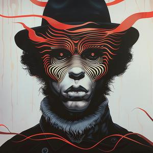 painting  man  hat  red  hair  Risograph  Symbolist  hyper-realistic  album  cover 1077509