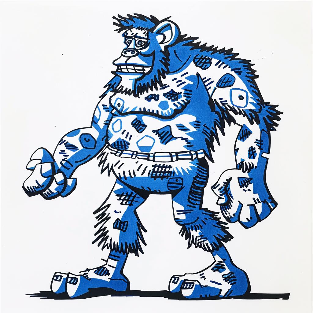 Bigfoot  illustration  yeti  blue  white  mythical  creature  fantasy  whimsical  playful 1028048