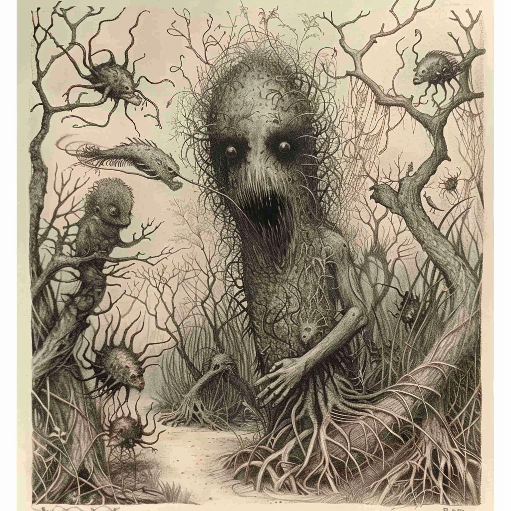 creature  woods  drawing  horror  dark  creepy  fantasy  surreal  artwork  illustration 948146