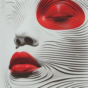 غلاف ألبوم سريالي، وجه امرأة، شفاه حمراء، أبيض، رمزي، رقم 1077821