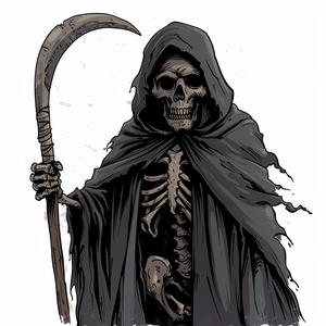 Grim  Reaper  animated  skeleton  scythe  art  illustration  style  character  design 1062980