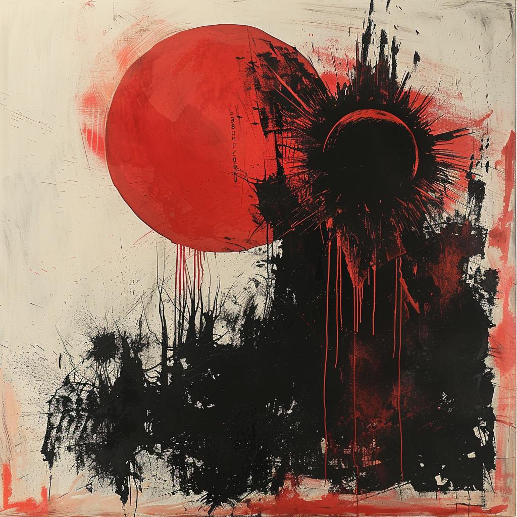 surreal  deathmetal  album  cover  red  black  symbolist  painting  risograph  hyper-realistic 1019683