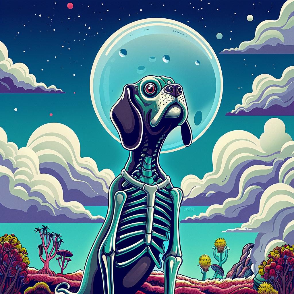 skeleton  dog  desert  playful  whimsical  fantasy  unique  creative  mythical  intriguing 940881