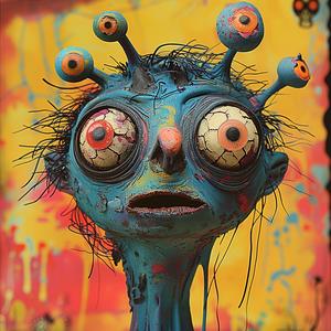 alien  Claymation  character  blue  funny  eyes  face  3D  animated  whimsical 1061118