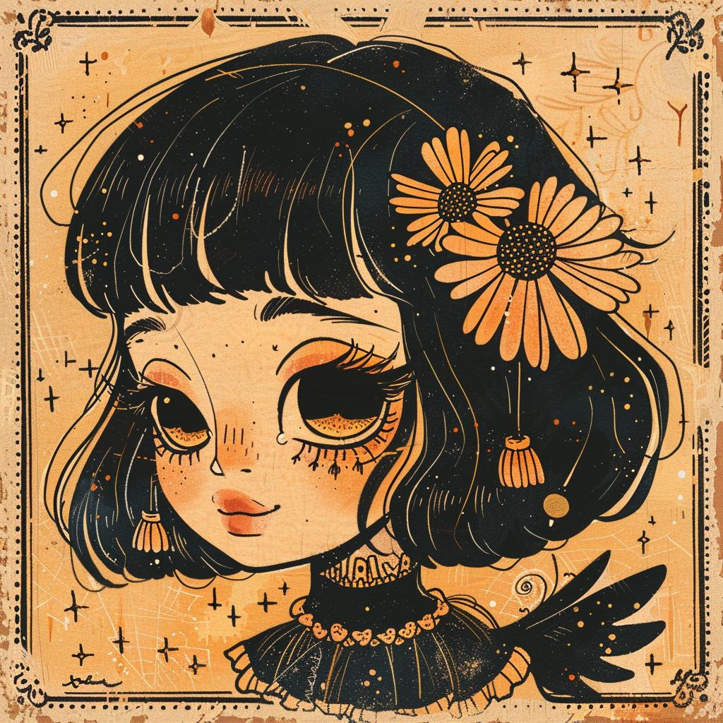 girl  black  flowers  hair  Alemagna  art  naturalistic  occult  portrait  illustration 925983