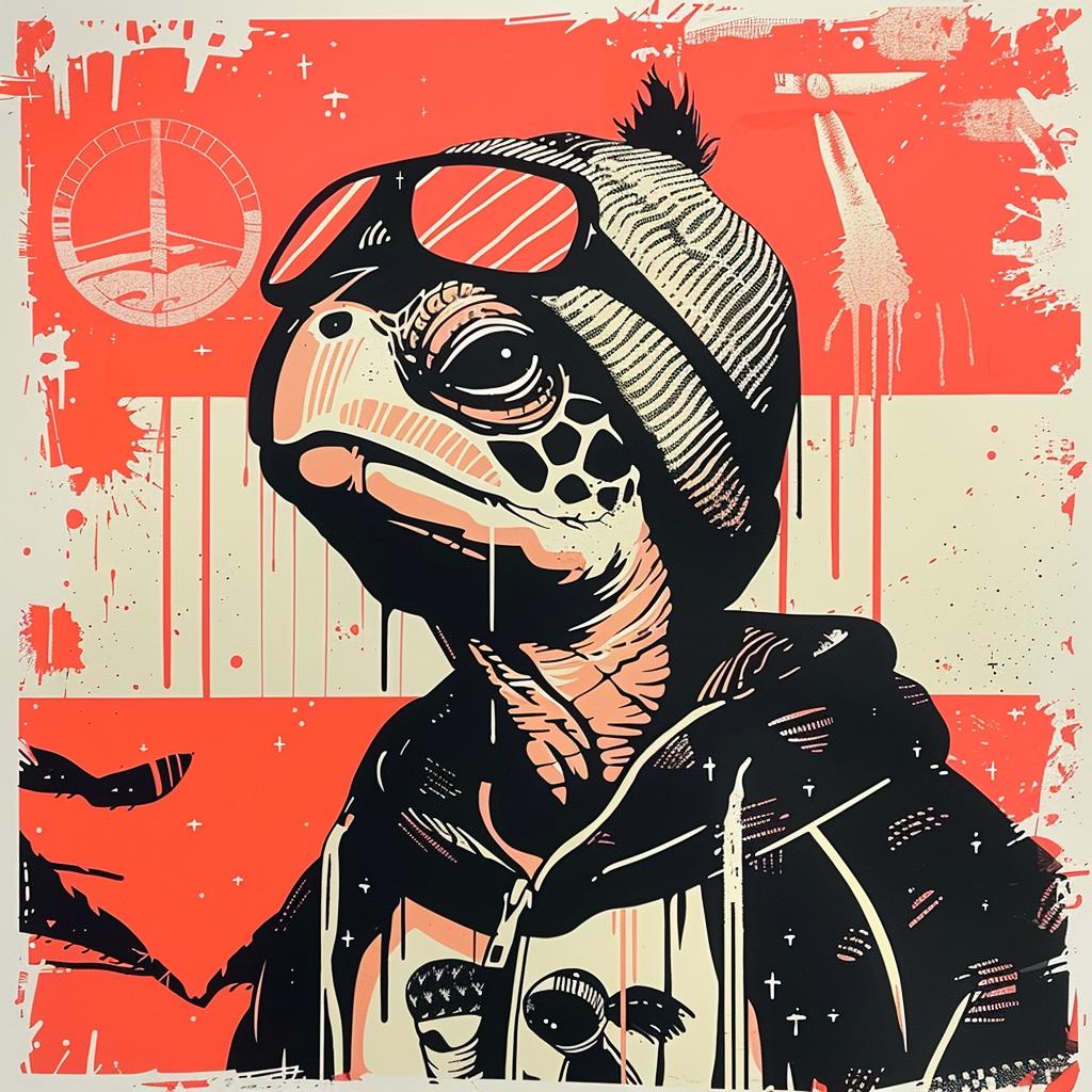 turtle  streetwise  cap  sunglasses  whimsical  playful  colorful  illustration  cartoon  unique 944878