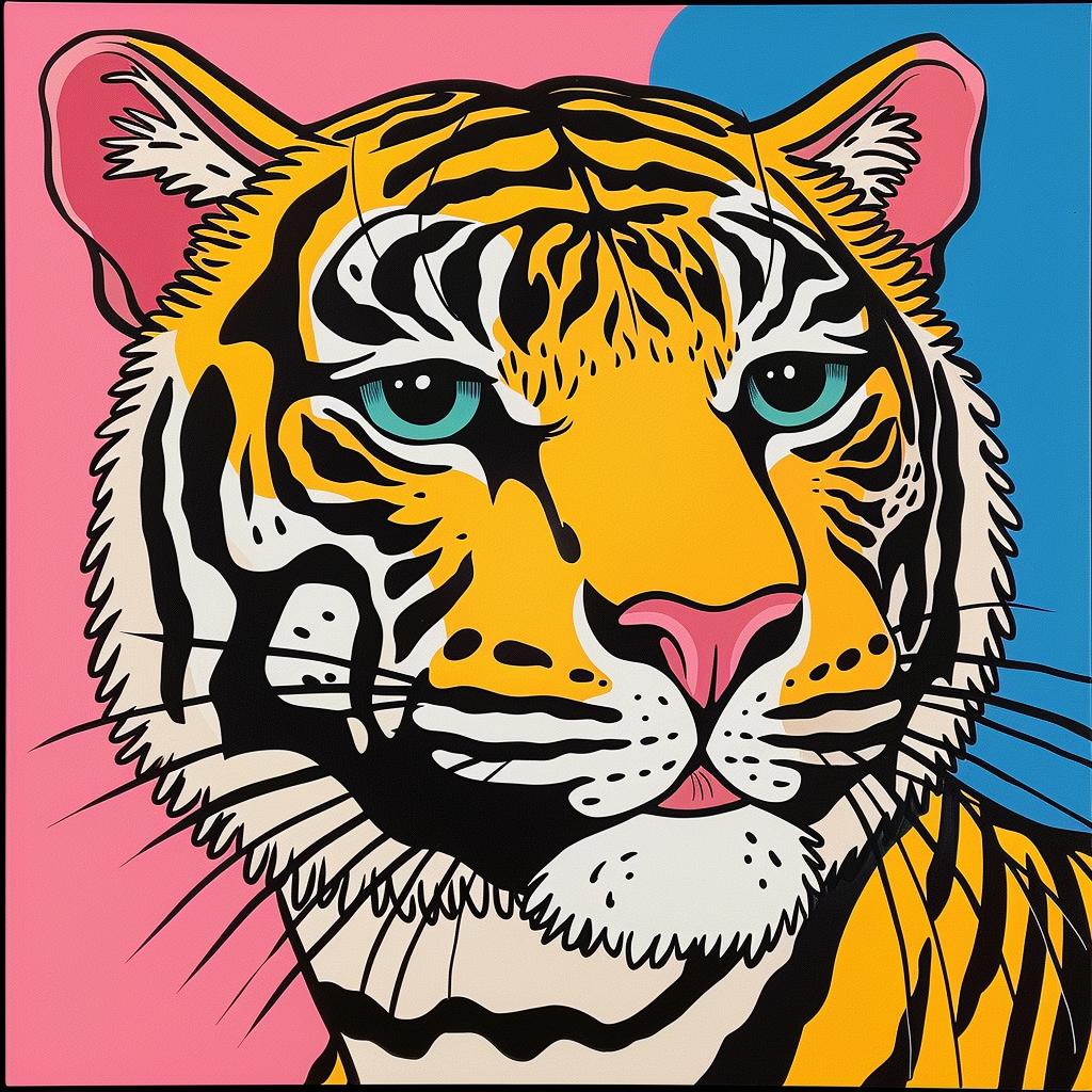 tiger  three  eyes  pop  art  vibrant  colorful  feline  illustration  design 973119