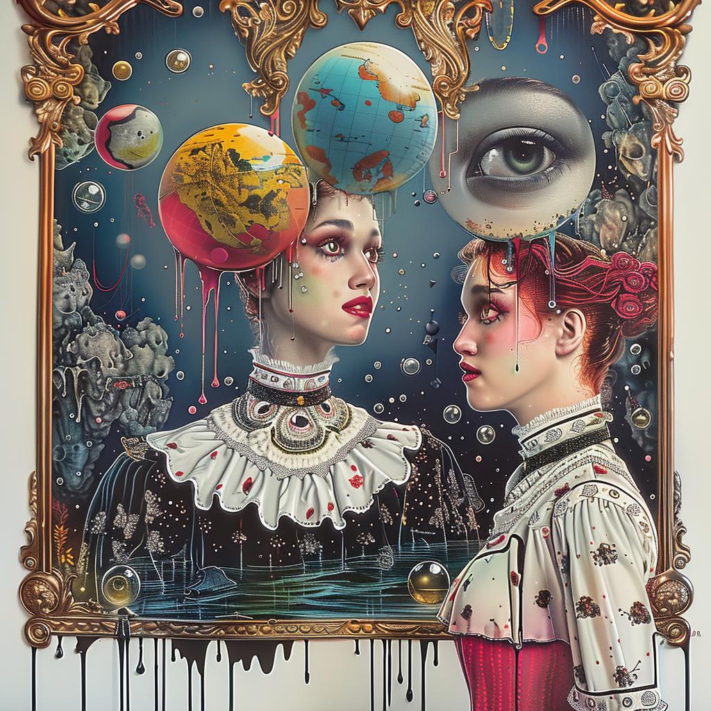 painting  women  planets  heads  chromolithography  art  portrait  color  stars  cosmos 1036018