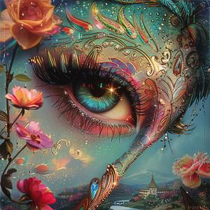 امرأة، زهور، وجه، فراشات، رسم، صورة، طبيعة، زخرفي، منمق 1054766