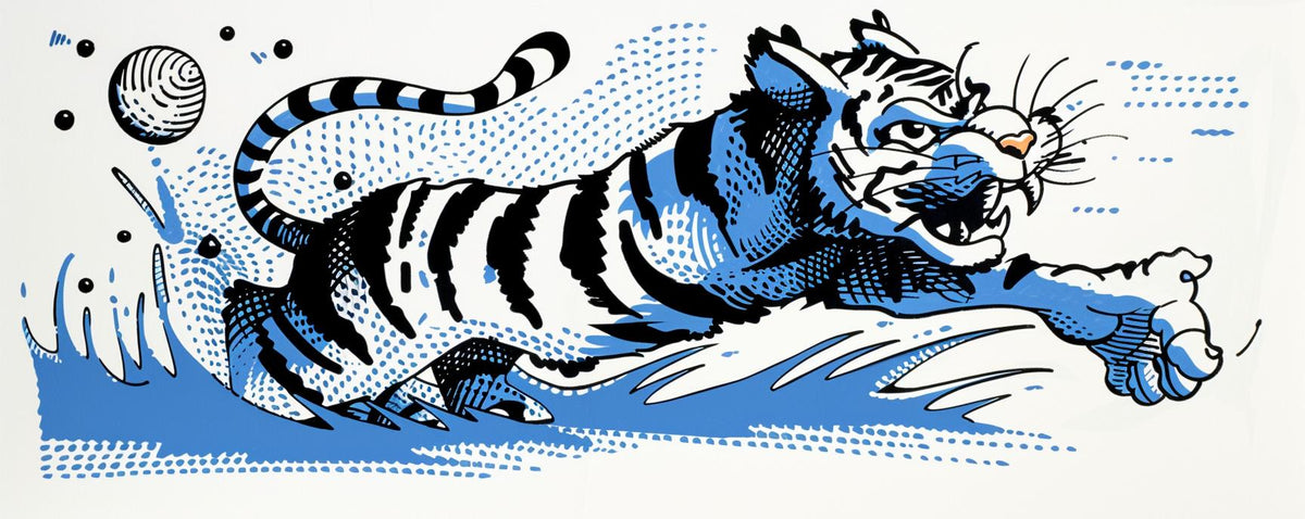 tiger  running  water  leaping  animal  cartoon  dynamic  stylized  vibrant  action 1028085
