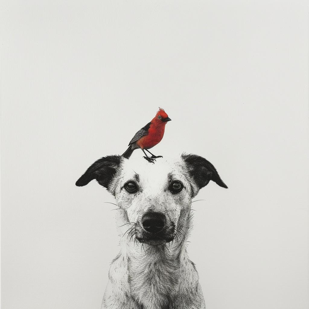 dog  bird  minimalistic  drawing  white  illustration  detail  creative  mori  kei 970516