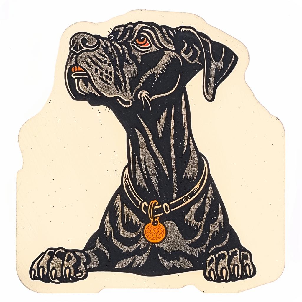 great  dane  sticker  dog  collar  black  background  canine  stylized  animal 942859