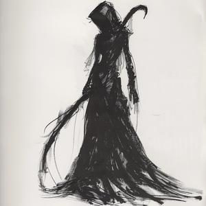 رسم أزياء، فستان على منصة عرض أزياء، رسم تخطيطي أنيق، داكن، 1071803