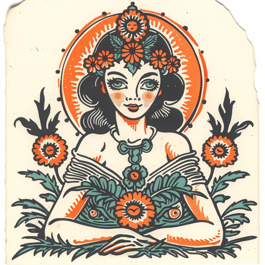 surreal  collage  flowerpunk  happy  joy  woman  flowers  drawing  orange  black 941679