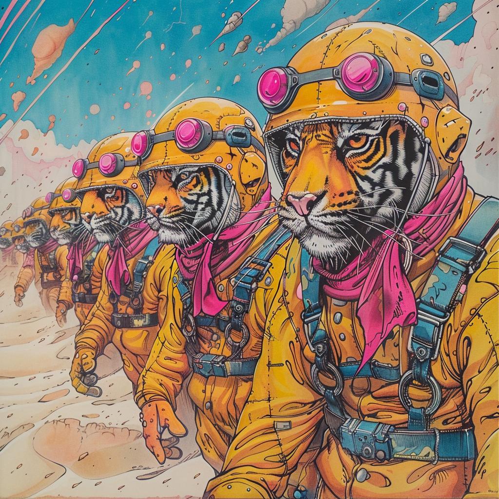 النمور، الجنود، الفضاء، الخوذات، المعركة، الرسم التوضيحي، الخيال، الأعمال الفنية، الحيوانات، العلوم 923391