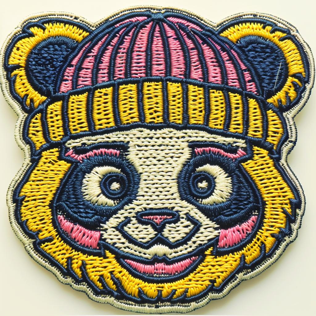 patch  streetwear  panda  hat  chenille  stitches  white  background  minimal  urban 960970