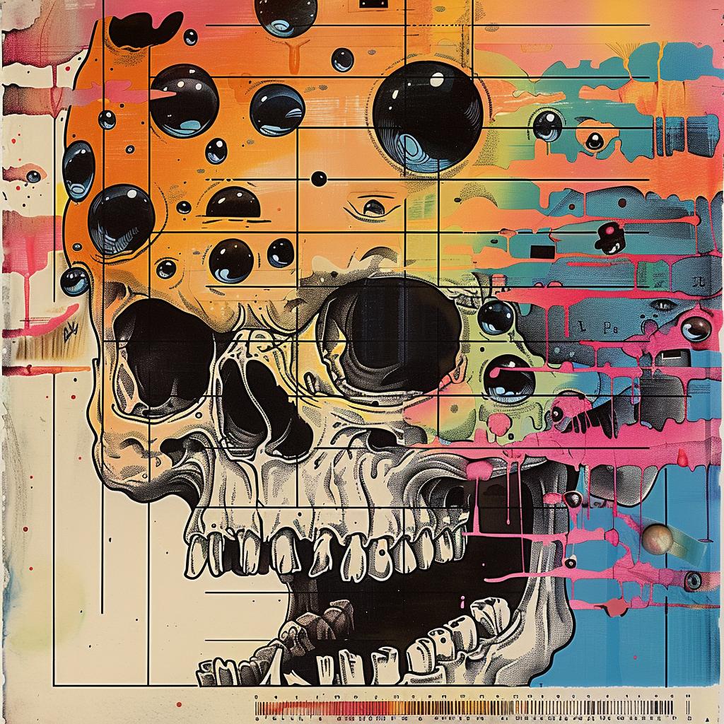 skull  colorful  vibrant  Nychos  artwork  design  illustration  graphic  modern  style 960219