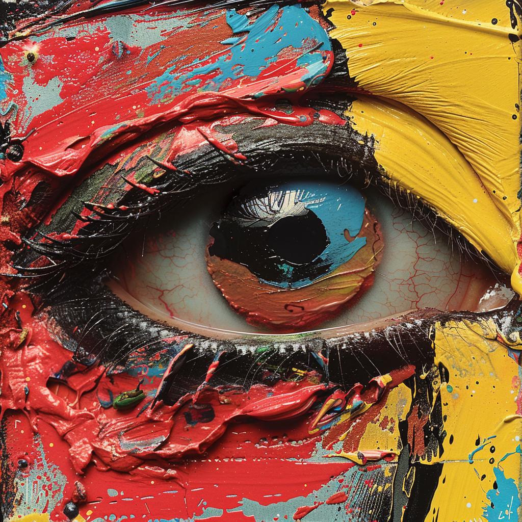surreal  colorful  eye  red  yellow  blue  paint  splatter  encaustic  Appel 959969