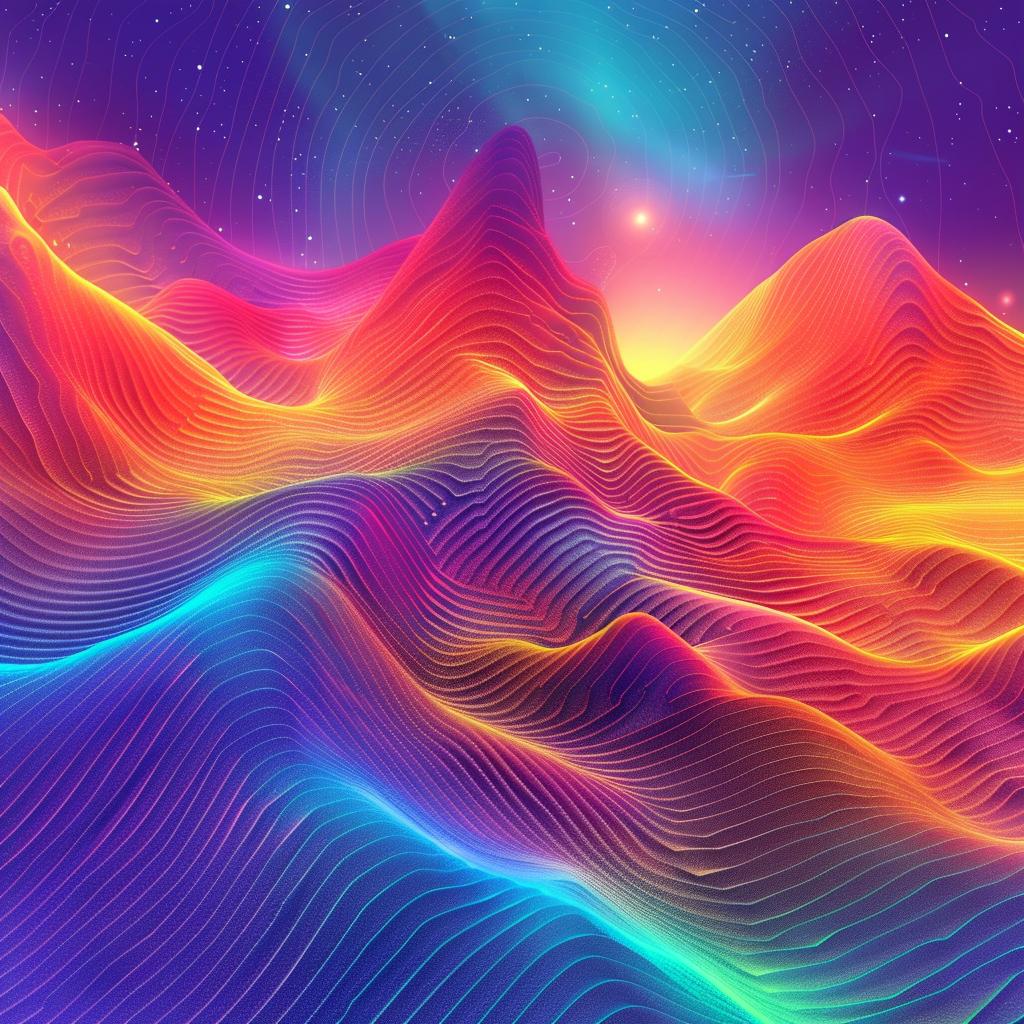 landscape  colorful  waves  mountains  galaxy  sunrise  abstract  pulsar  art  nature 945295
