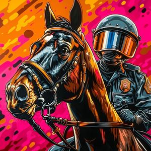 police  officer  horse  riot  shield  menacing  mounted  authority  painting  dynamic 1037469