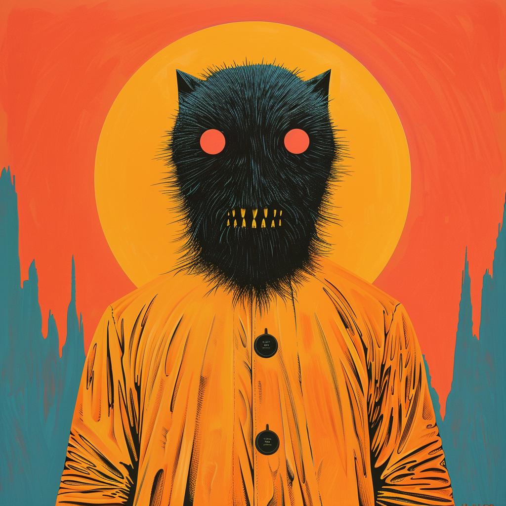 surreal  painting  man  mask  orange  cat  abstract  creative  artwork  cover 978157