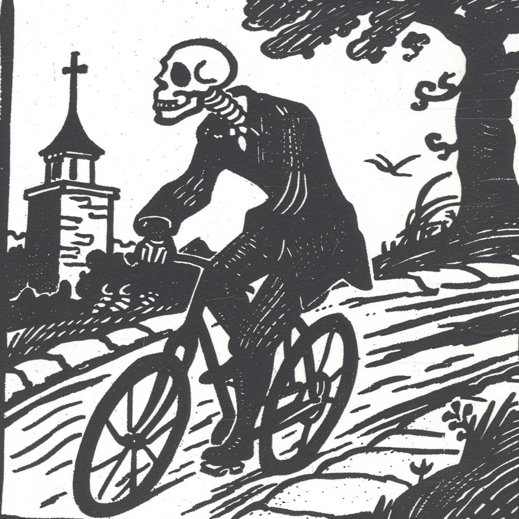 skeleton  bicycle  drawing  art  skull  illustration  playful  humor  whimsical  creative 940792