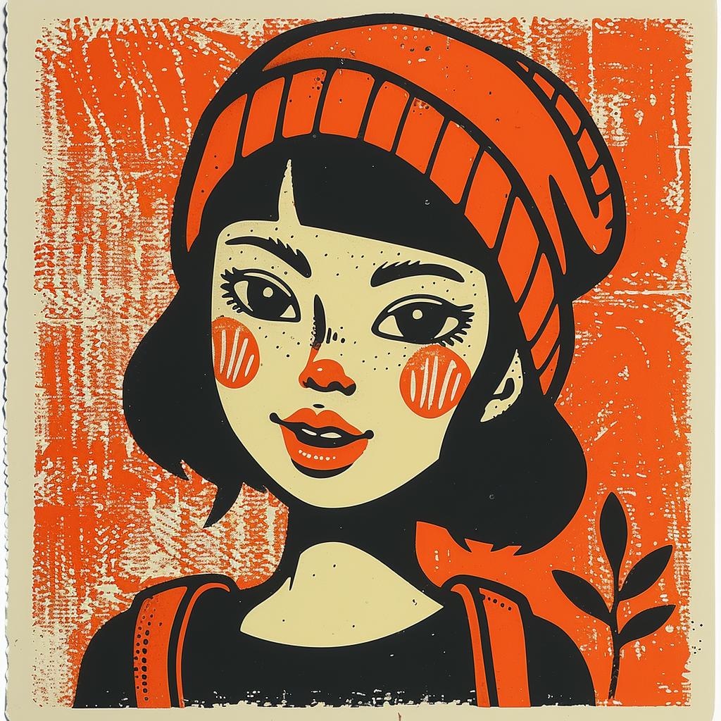 قبعة كورية نسائية عدوانية، ذات طابع شوارعي، رسم توضيحي بسيط لشخصية حضرية رقم 957094