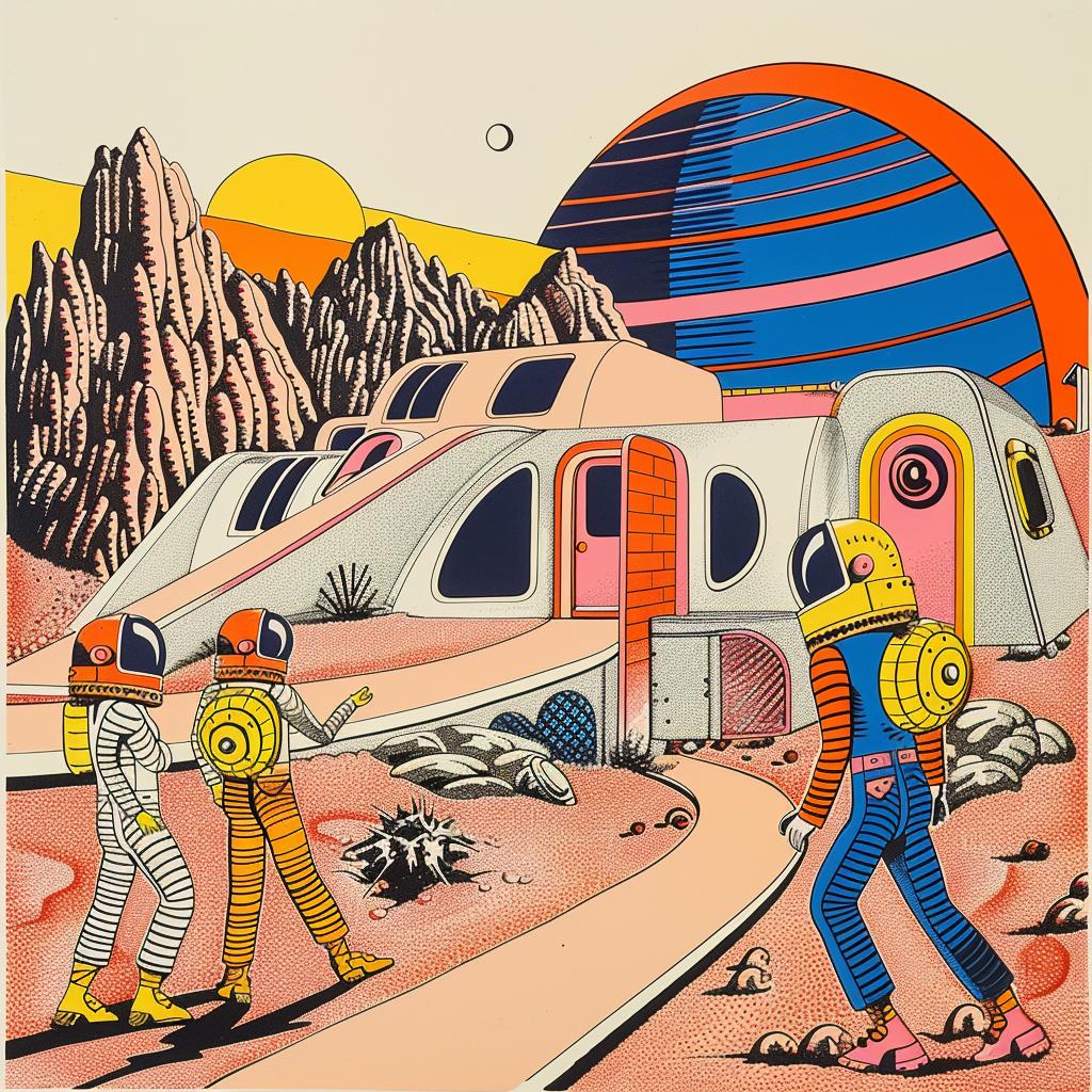 mars  space  station  house  people  creative  vivid  imaginative  artwork  print 959647