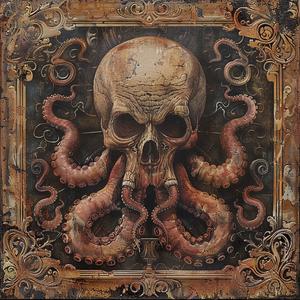 surreal  album  cover  Todd  White  Risograph  Symbolist  hyper-realistic  screenprinting  octopus 1079167