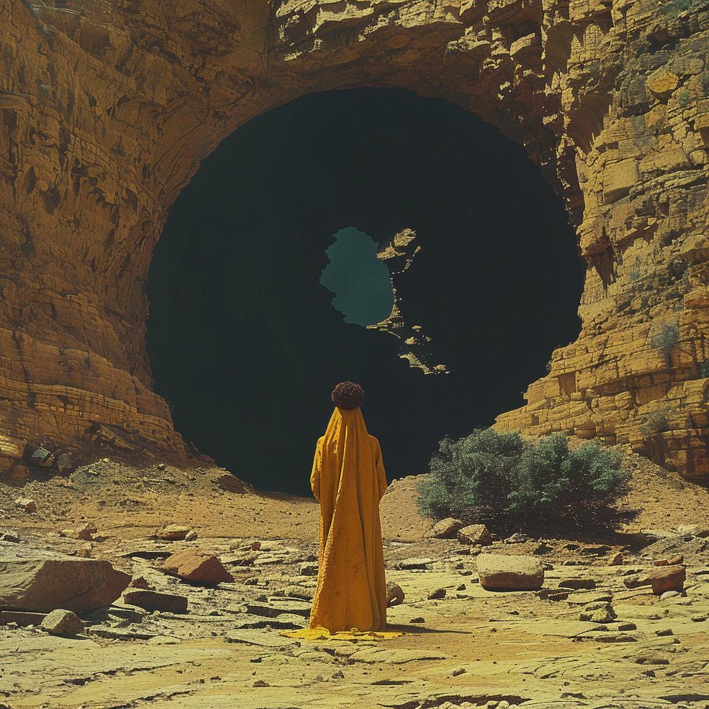 surreal  album  cover  spiritual  occult  hole  yellow  robe  man  abstract 975992
