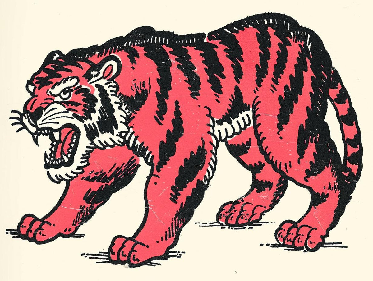 tattoo  tiger  illustration  vintage  ToddMcFarlane  1950s  outlines  sailorJerry  thick  cool 919155