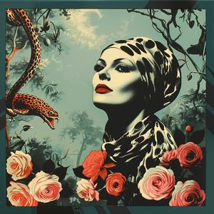 woman  leopard  roses  portrait  chromolithography  colorful  style  flowers  nature  accessories 1058518
