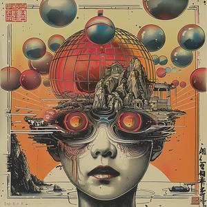 surreal  album  cover  woman  globe  Risograph  hyper-realistic  symbolist  art  poster 1036988