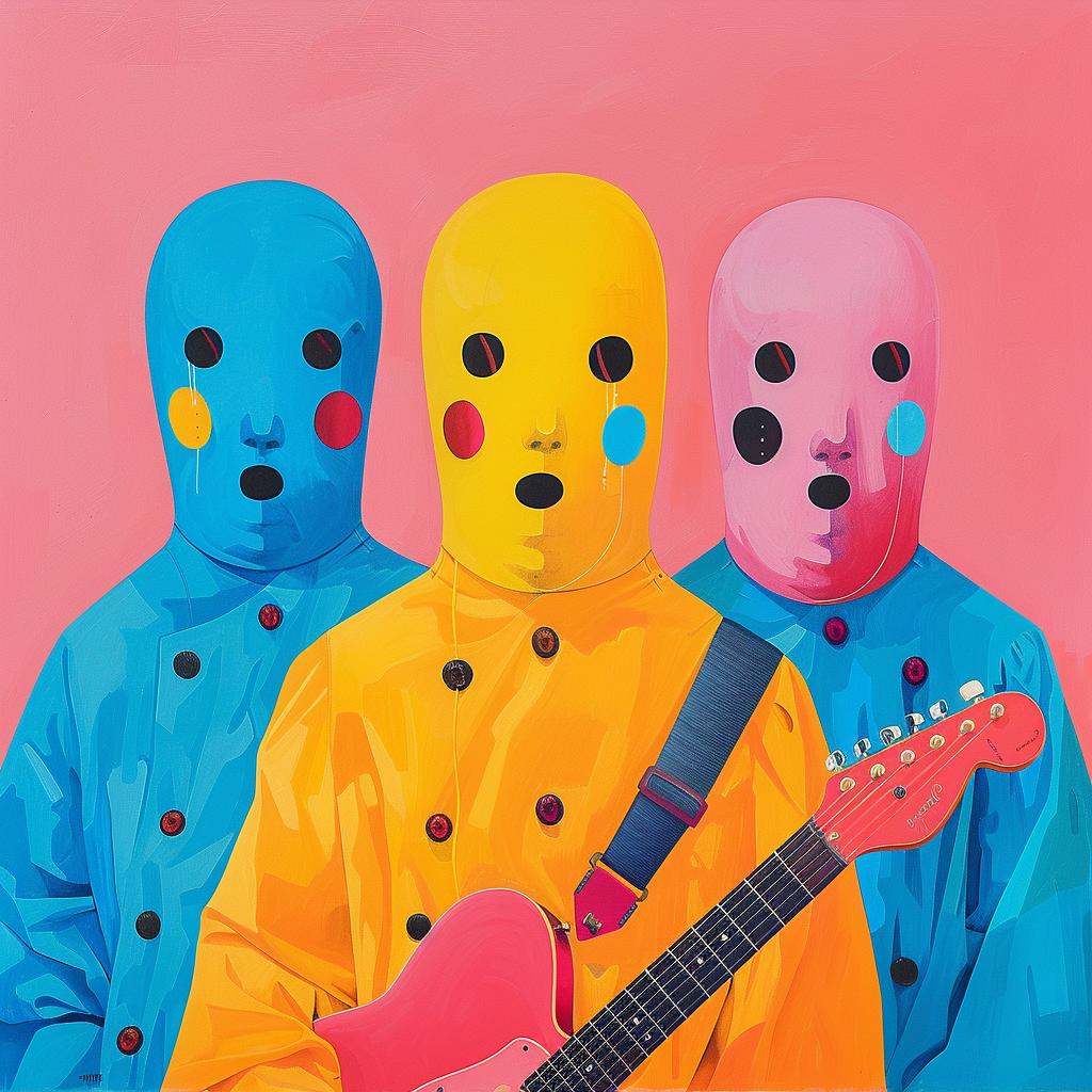 surreal  masks  guitars  people  colorful  creative  whimsical  imaginary  artistic  art 1017982