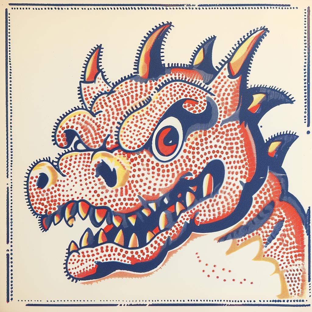 surreal  album  cover  hyper-realistic  screenprinting  chromoluminosity  axonometric  Nychos  dragon  art 961649