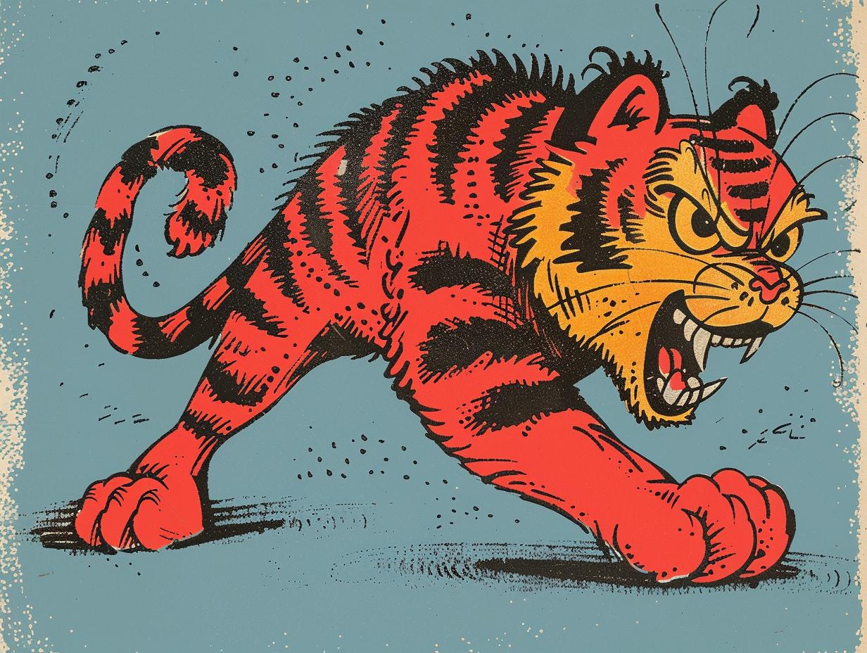 tiger  tattoo  Jack  Kirby  comic  style  1950s  illustration  vintage  art 919775