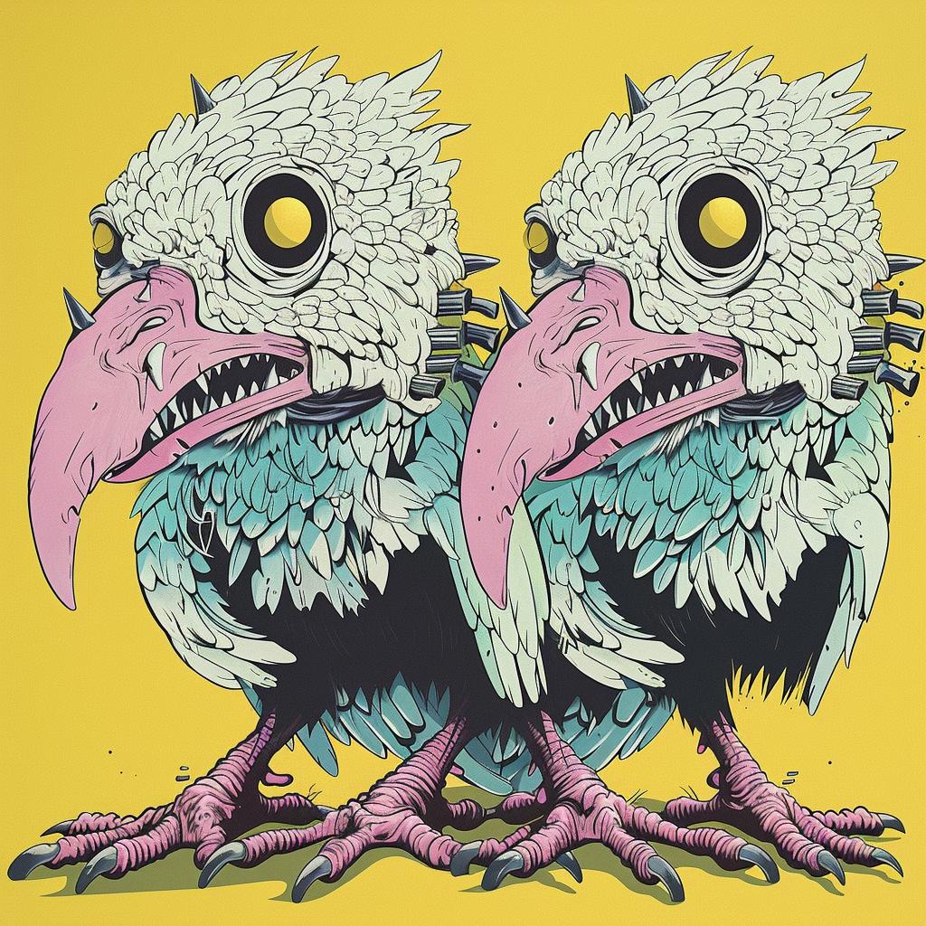 mythical  eagle  conjoined  terrifying  spiked  collar  creature  big  eyes  yellow 927970