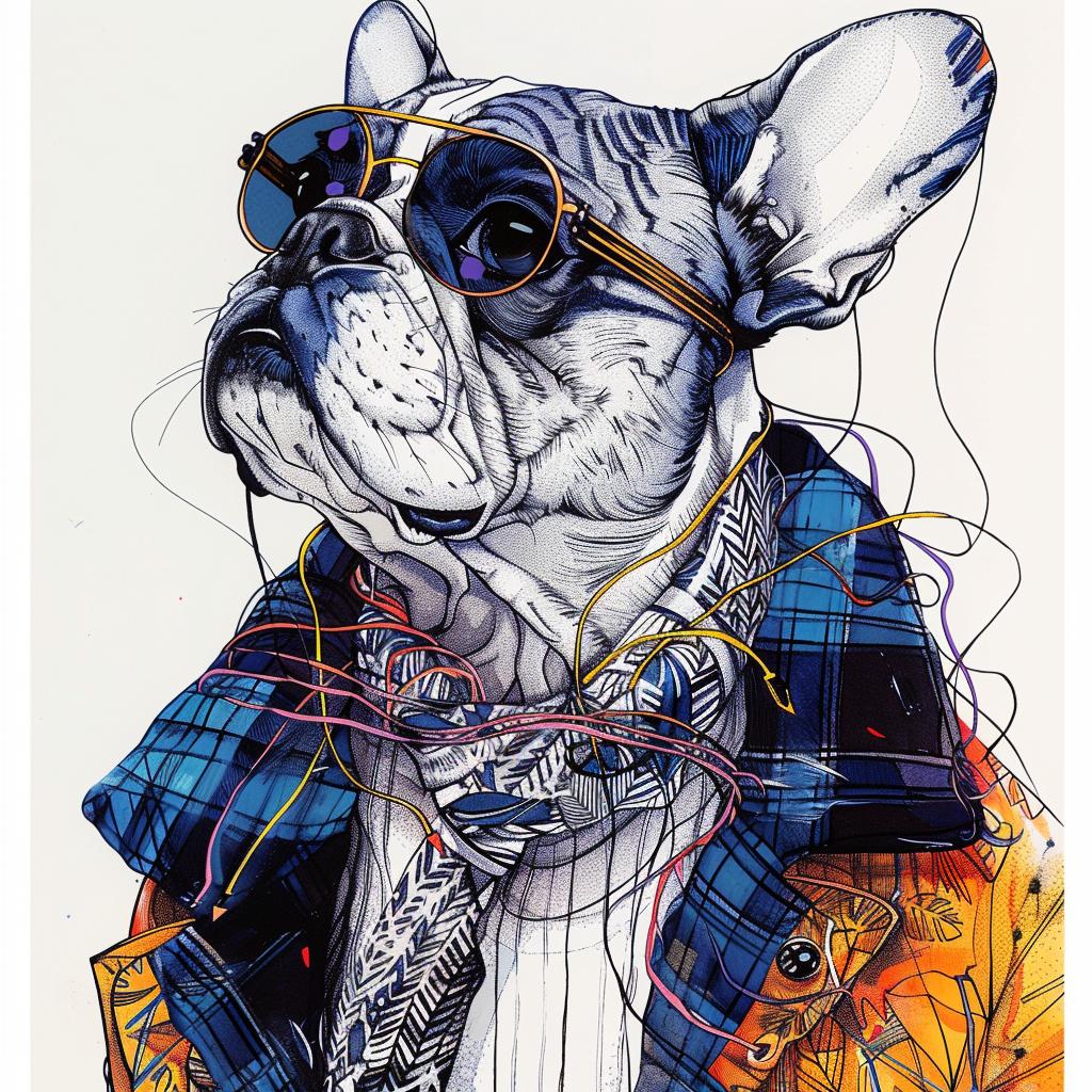 bulldog  cool  painting  dog  sunglasses  jacket  style  charm  illustration  animal 953436