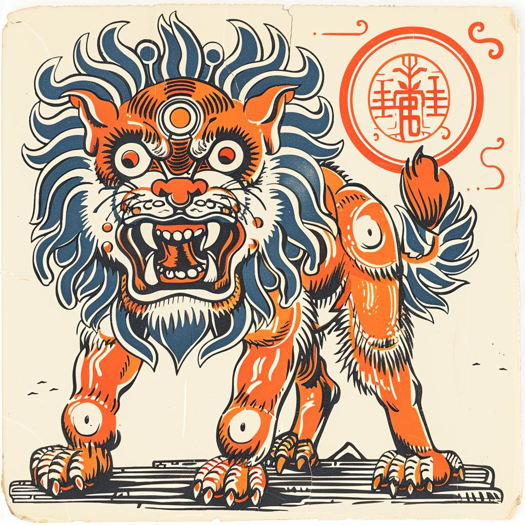 mythical  lion  creature  Nychos  Chinese  symbol  art  vector  illustration  style 933892