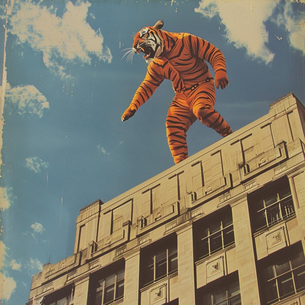 surreal  collage  NYC  tiger  costume  building  humor  raw  art  contrast 970852