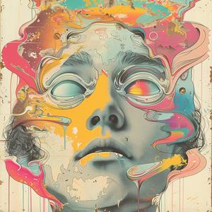 surreal  album  cover  colorful  paint  woman  symbolist  Richard  Avedon  screenprinting 1063253