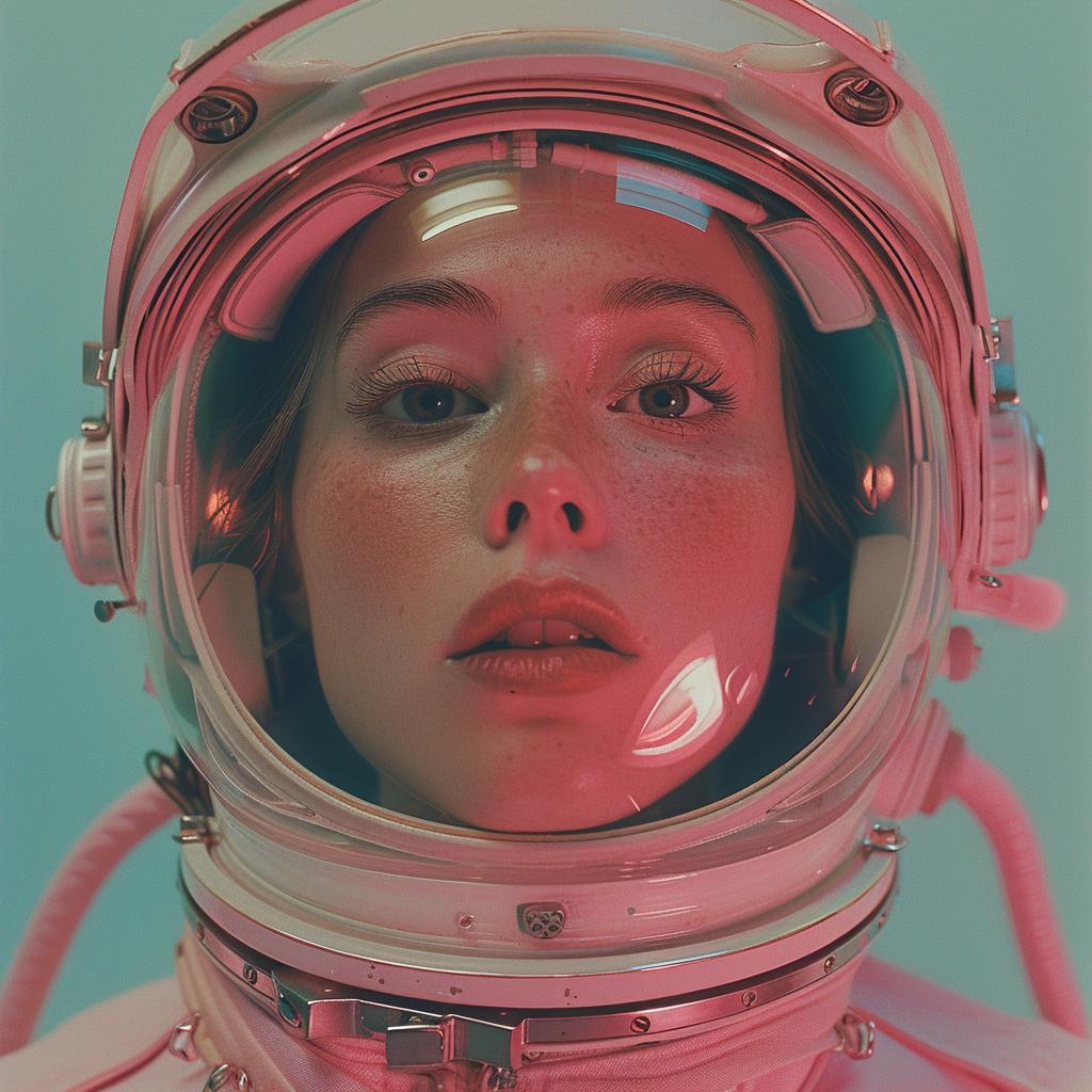 astronaut  female  double  exposure  surreal  lighting  pink  blue  natural  volumetric 1030922