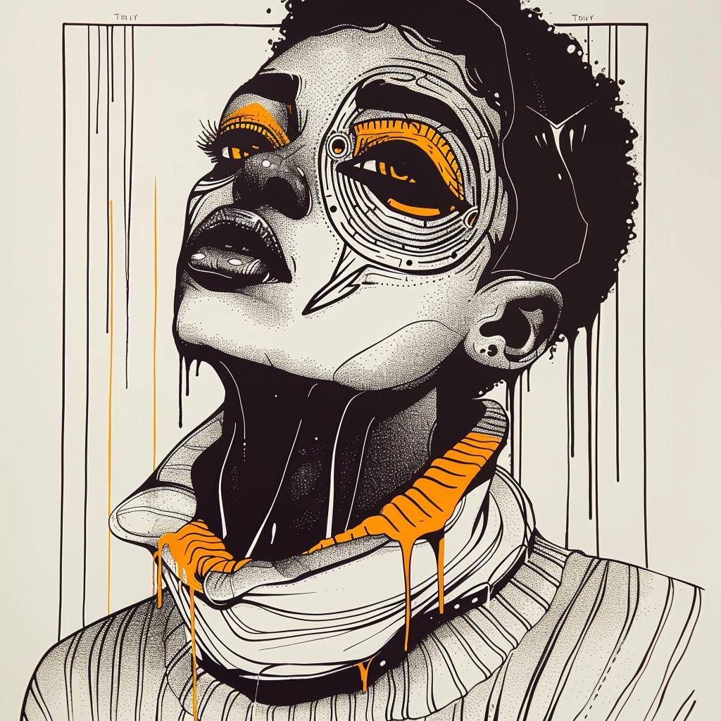 Pop  Art  drawing  woman  black-and-white  face  Troy  Brooks  model  African-American 939237