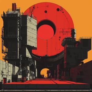 constructivist  album  cover  red  circle  building  detailed  illustration  Patrik  Caulfield 1079399