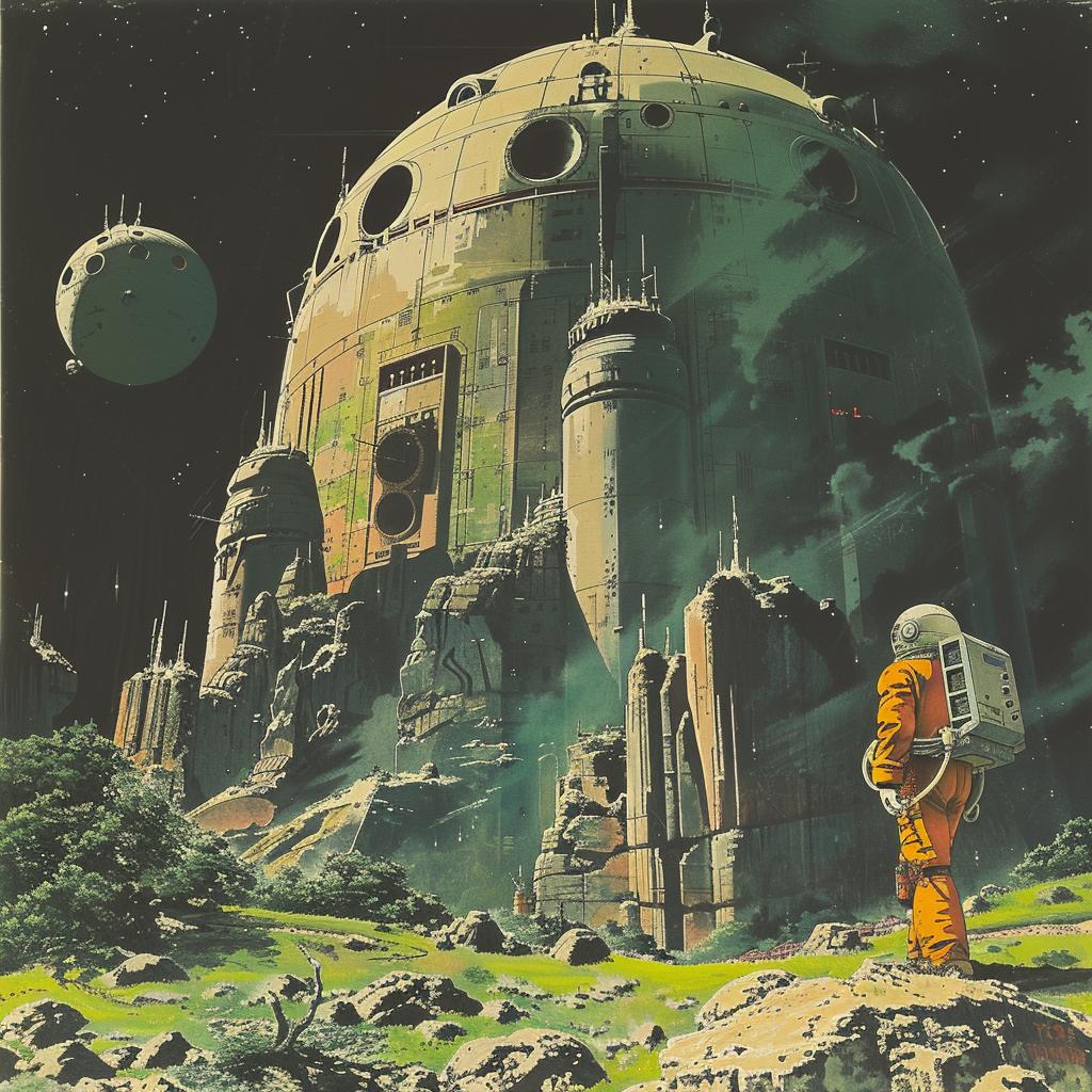 retro  sci-fi  vintage  dark  astronaut  spaceship  illustration  Karel Thole  fantasy  space 922249