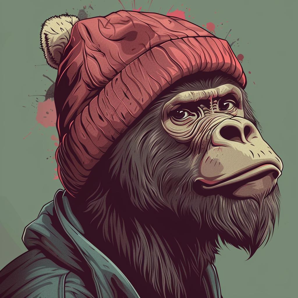 gorilla  hip-hop  streetwear  aggressive  urban  red hat  minimal  anthropomorphic  stylized  character 956277