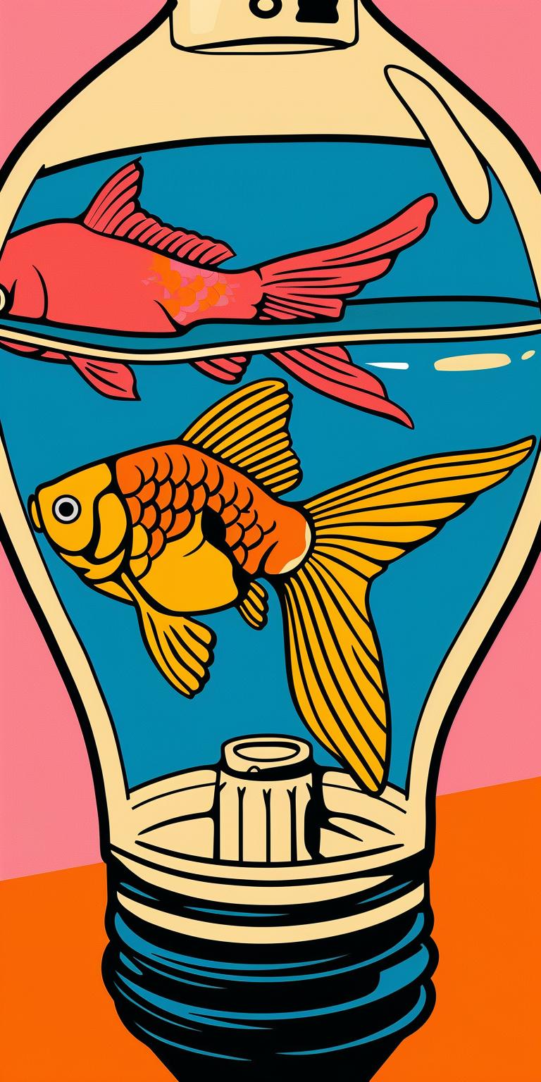 lightbulb  goldfish  bowl  liquid  glass  aquatic  colorful  imaginative  surreal  whimsical 940453